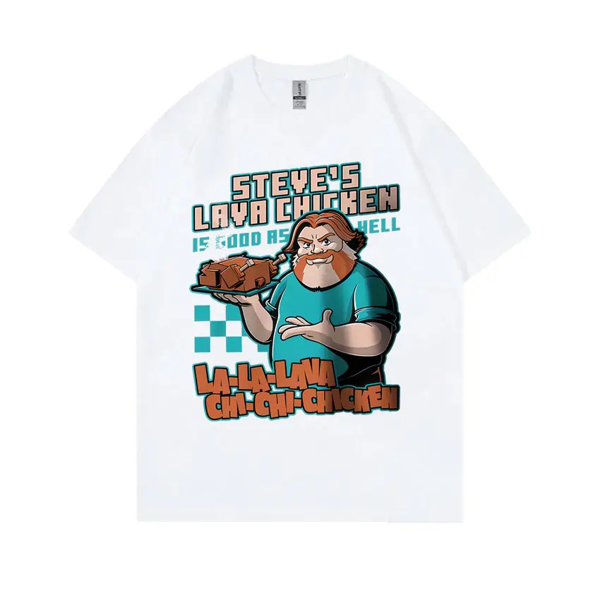 

Steve's Lava Chicken Funny Meme T-shirt Men Women Casual Cotton Vintage T Shirts Men's Fashion Oversized Short Sleeve T-shirts