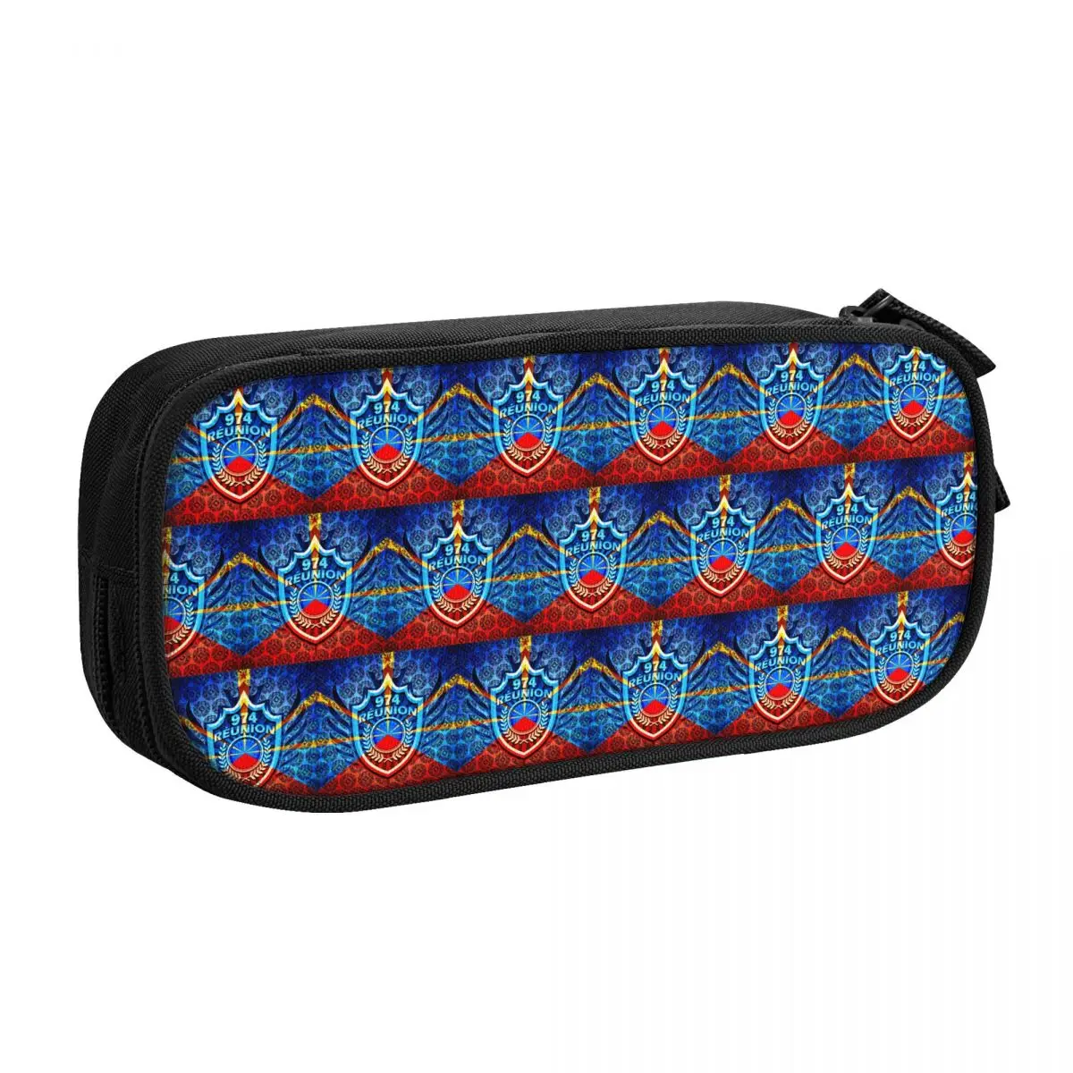 974 Reunion Island Customized Kawaii Pencil Case Large Capacity Maveli Coat of Arms Pencil Bag Pouch Students Stationery