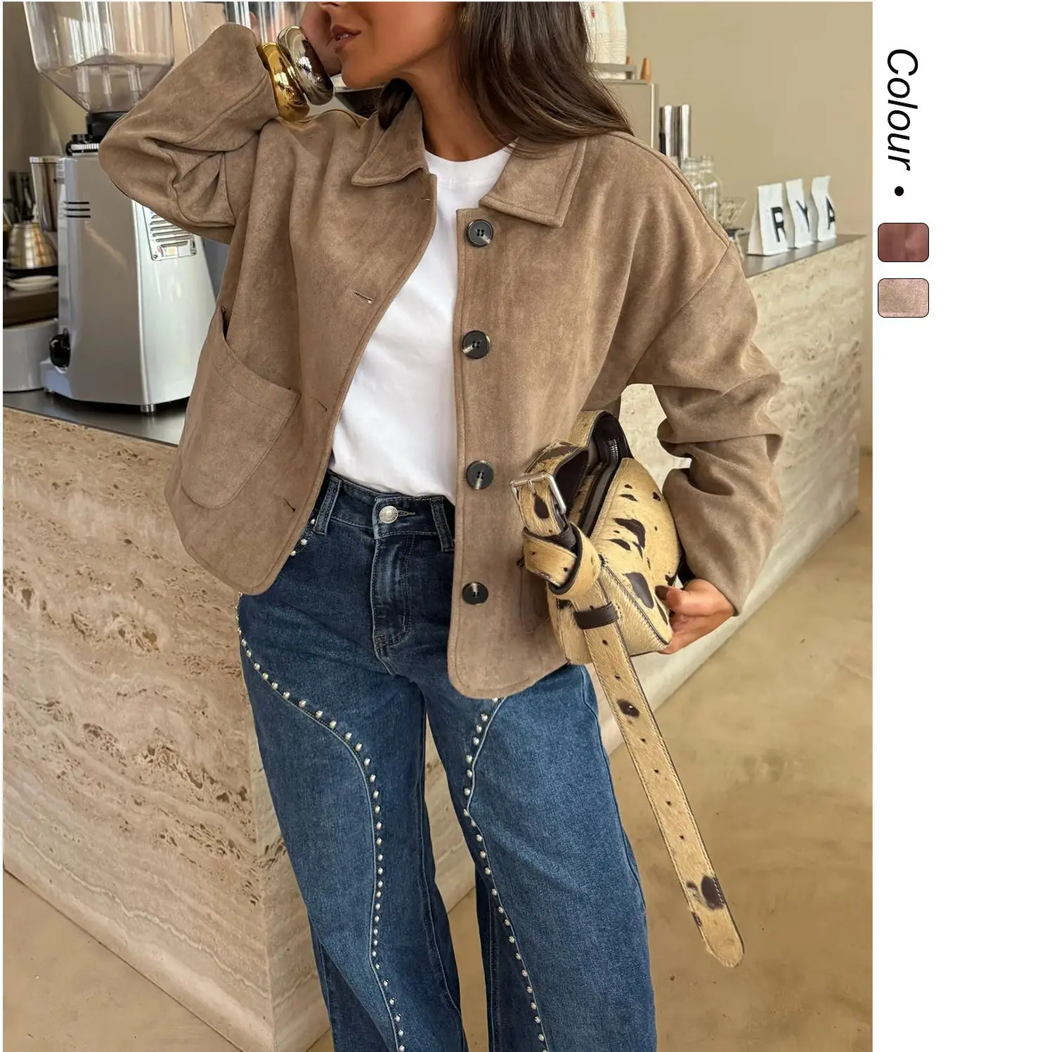 

2025 European And American Autumn New Style French Street Style Round Neck Design Sense Cardigan Fashionable Short Jacket