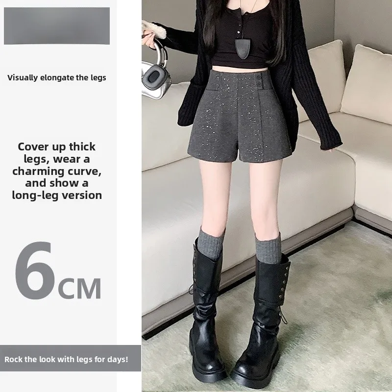 ey Cintura alta iny Lã Perna Larga Ortes Mulheres Inverno Sle Casual Emagrecimento Bota Calças Reflexivas Corte Reto Cintura Alta...