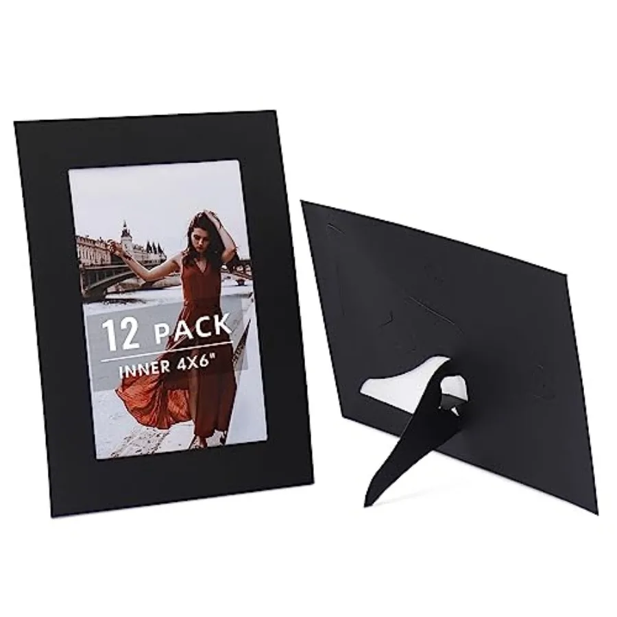 12 Pack Paper Picture Frames for, Acid Free Picture Cardboard Frames with Ivory Core Bevel Cut, Singnature Friendly Paper Photo