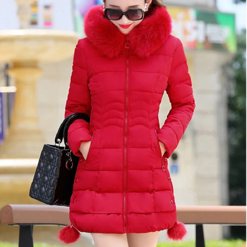 2024 New Women Hot Sale Hooded Zip Down Padded Jacket Women Winter Warm Thick Cotton Coat Korean Loose  Plus Size 4XL Long Parka