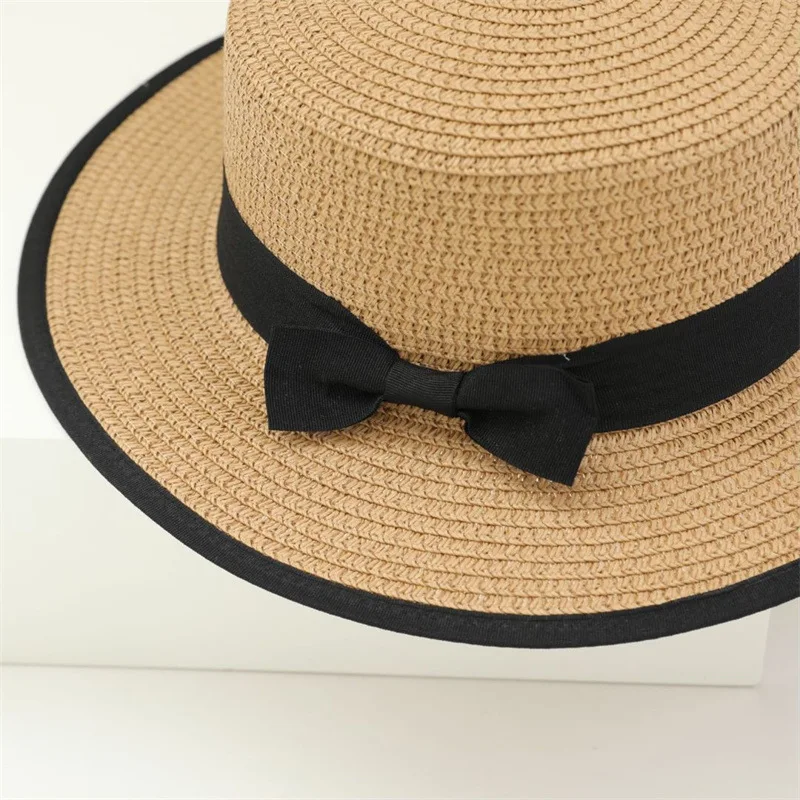 USPOP Straw Sun Hat Bag Two-piece Set for Women Summer Flat Top Straw Hats with  Large Capacity Shoulder Bag