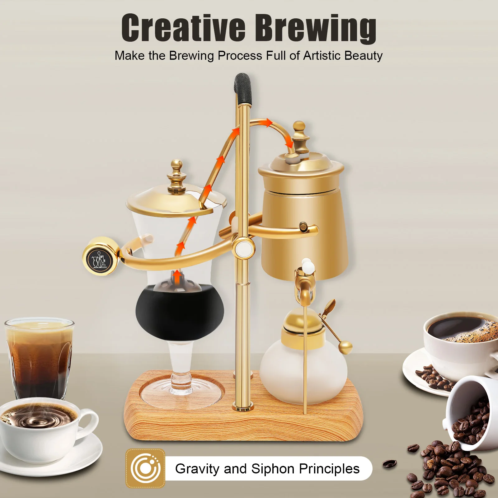 

Retro Balance Siphon Coffee Maker 400ML Vintage Coffee Maker Gravity Coffee Maker for Kitchens Brew CoffeeCoffee Shops
