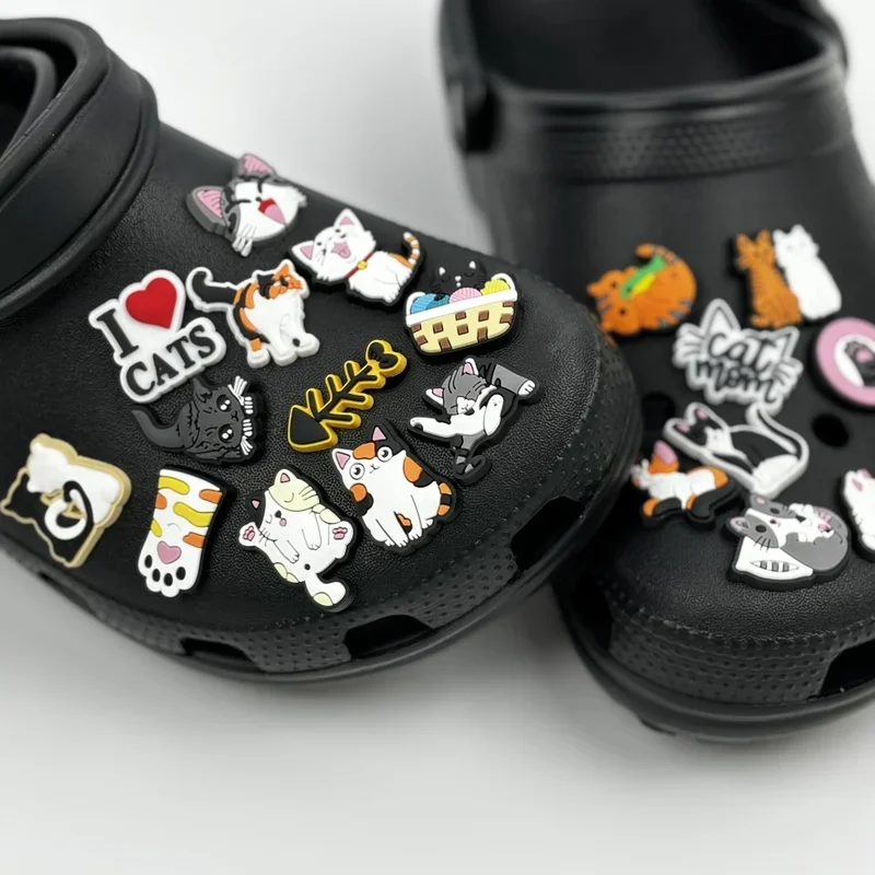 20pcs New Cat series Charms Shoe Accessories Decorations Fit Wristband Shoe Charm Party Present