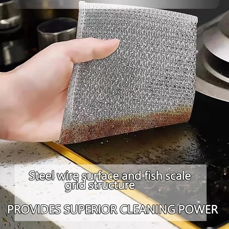 New Wire Rust Removal Cleaning Cloth Kitchen Mesh Cleaning Cloth Reusable Cleaning Rag Microwave Stove Clean Tools Dish Cloth