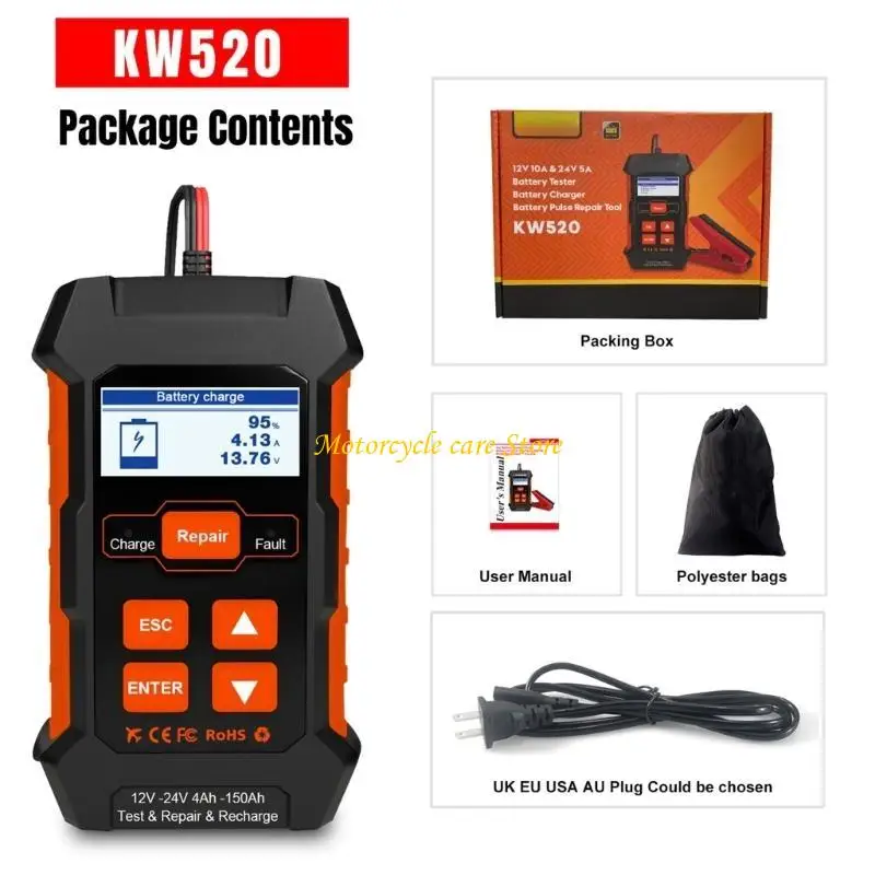 

U75F Car Battery Tester Analyzers 12V 24V Quick LoadPlug Cranking Test Diagnostic