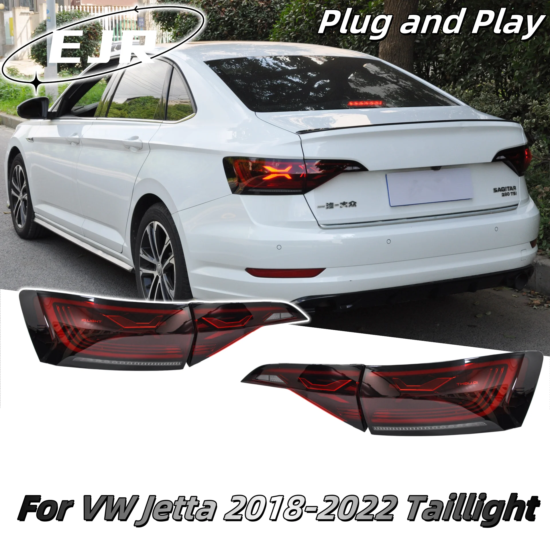 

For Volkswagen VW Jetta 2018-2022 Car Lights LED Taillights Assembly DRL Dynamic Rear Lamps Sequential Turn Signal