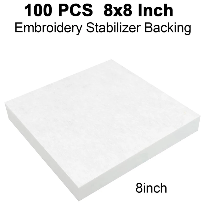 Tear Away Stabilizer For Embroidery, 8X8inch 100PCS Precut Embroidery Stabilizers, Embroidery Backing Stabilizer