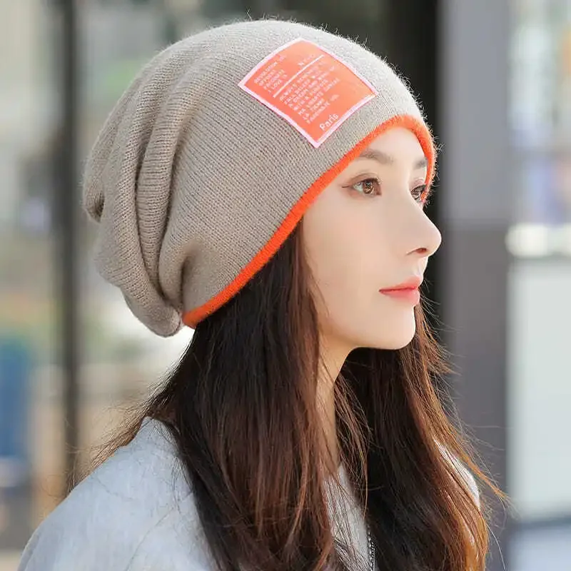 

Женская тюбетейка, осенне-зимняя эластичная шапка для верховой езды, женская уличная защитная шапка для лыж, женские шапочки, новые корейские шерстяные вязаные шапки