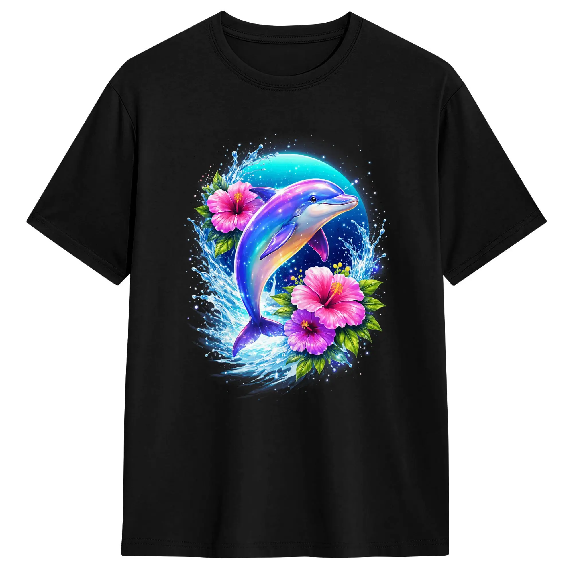 Colorful Dolphin Life Animal T Shirt Summer  Cotton T-Shirts For Men Design Tshirt Short Sleeve Vintage Clothing