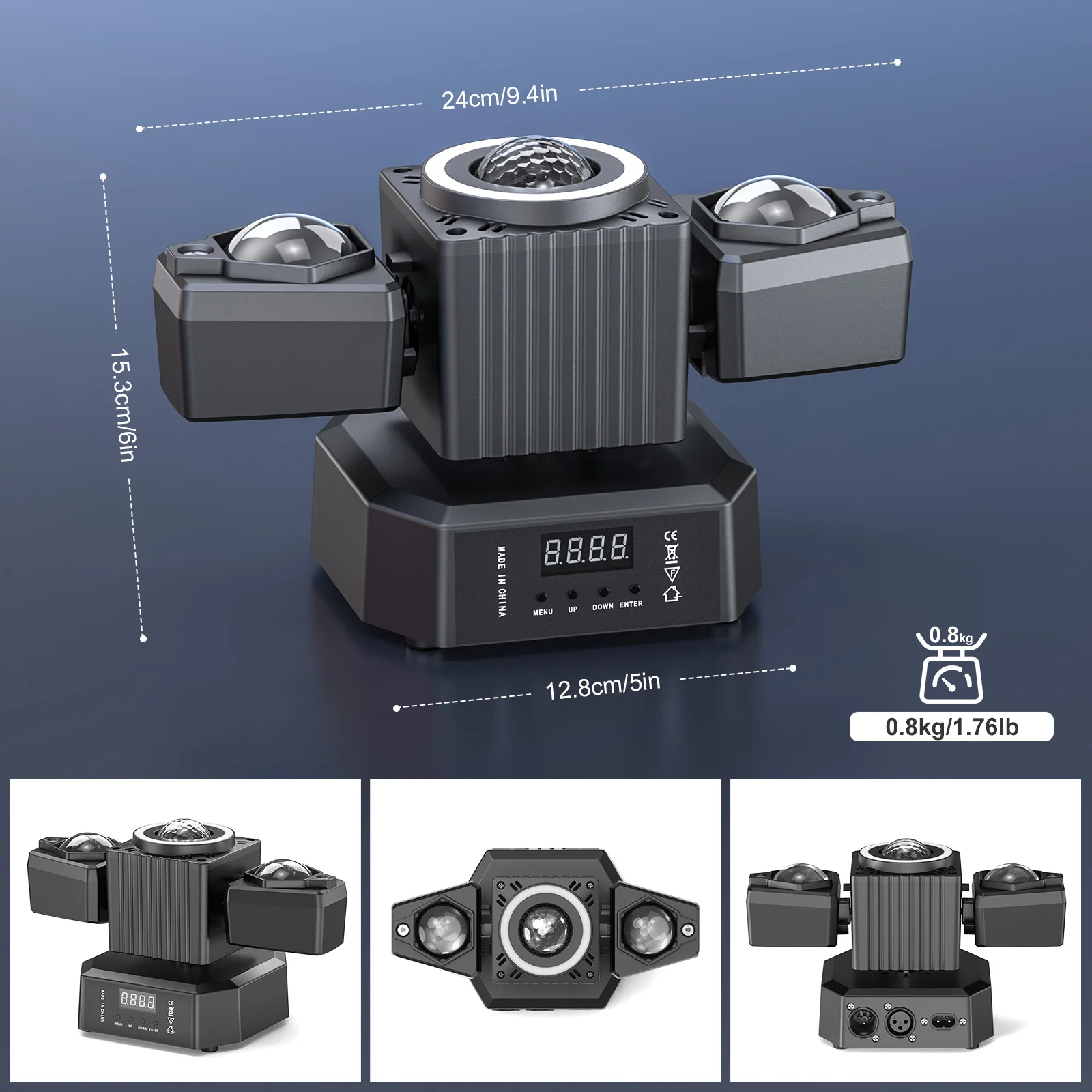 Fieryzeal 2PCS 65W Two-armed Stage Light RGBW 4IN1 Strobe Moving Head Light LED Rotating Effect Light DMX512 for DJ Disco Party