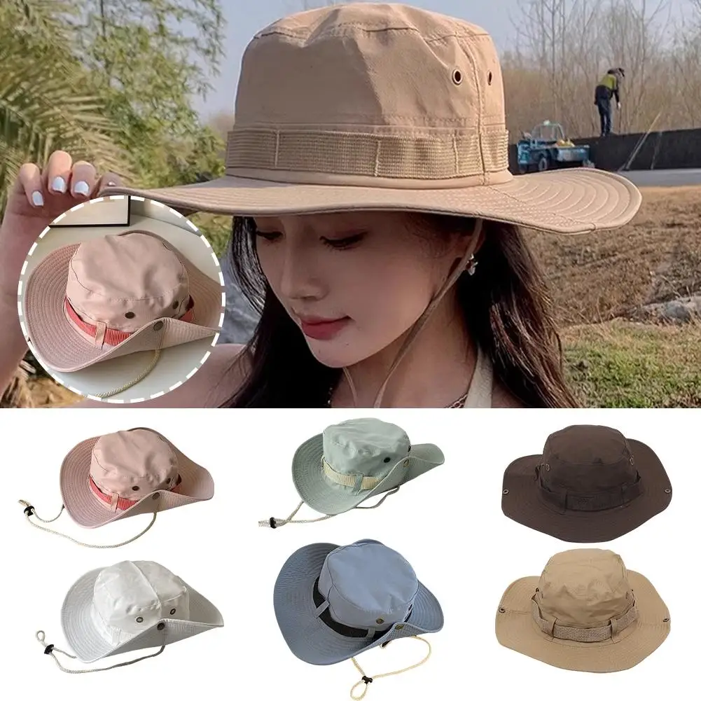 Wide Brim Hat Round Brim Women's UV Protection Mountaineering Fisherman Hat Double-Sided Outdoor Hat Sun Z6I1