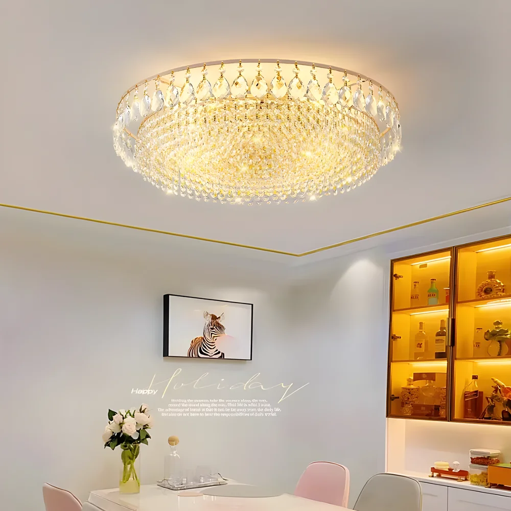 

Modern Luxury Crystal Chandelier Luxury Villa Art Living Room Creative 3 Colors Changeable Round LED Crystal Decoration