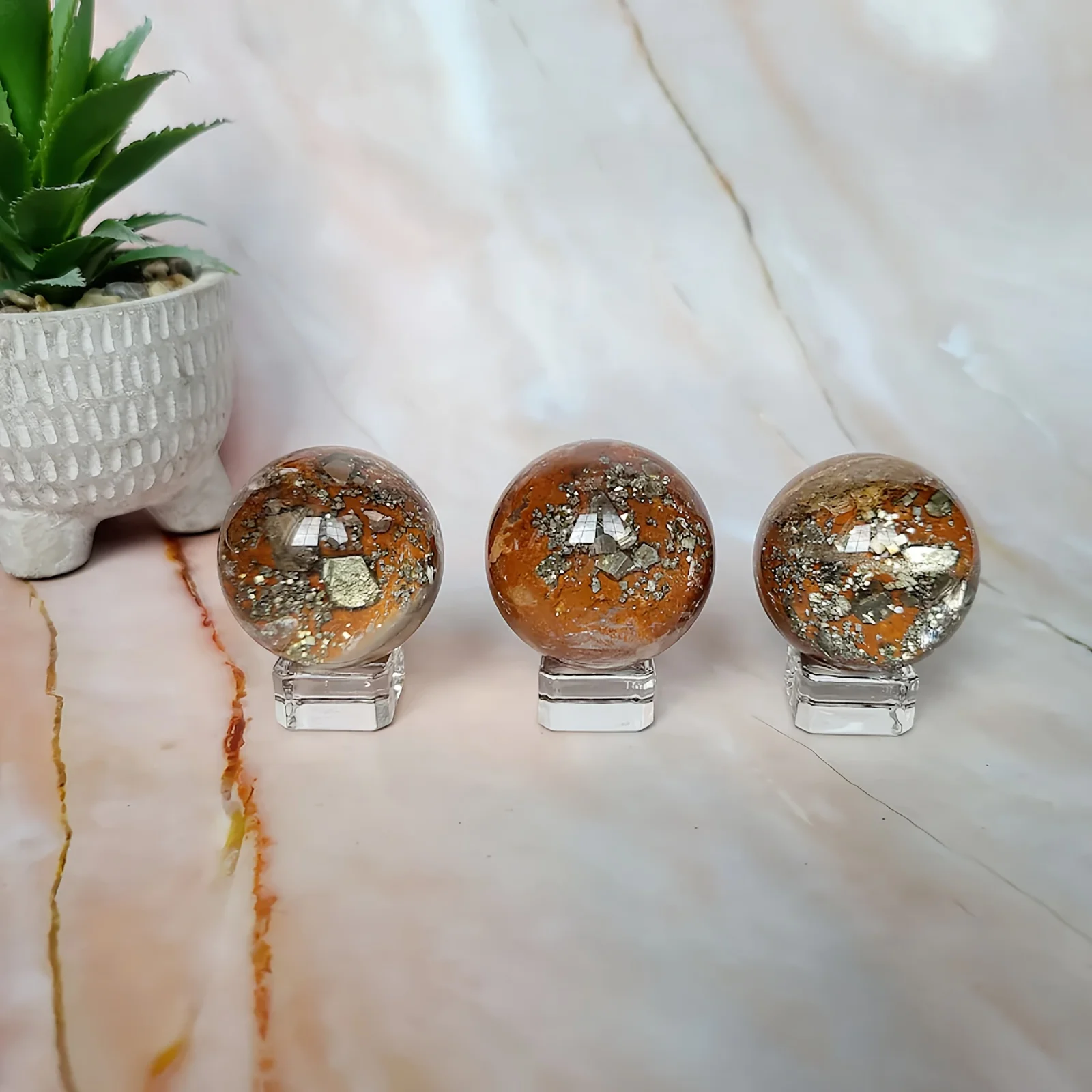 

Pyrite Sphere Cluster Quartz Crystal Ball With Base, Home Decoration, Gift For Family And Friends