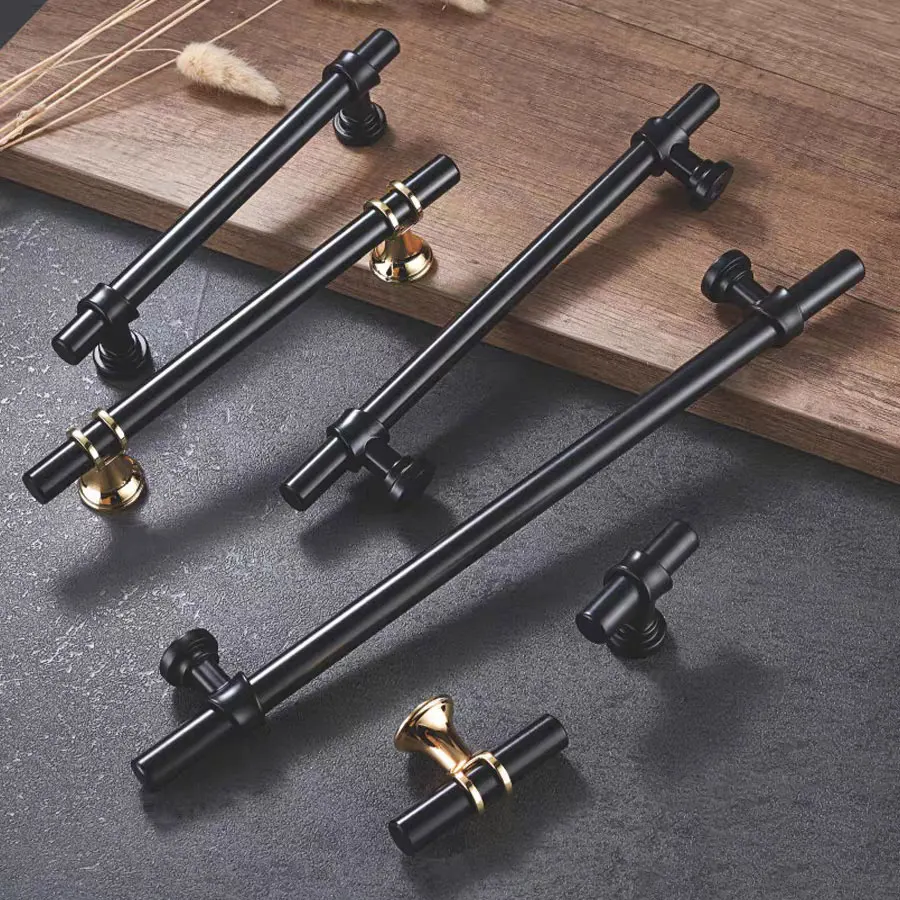 Black / Gold Handles for Furniture Kitchen Cabinet Handle Modern Dresser Wardrobe Pulls Cupboard Door Knobs 128mm/160mm/192mm