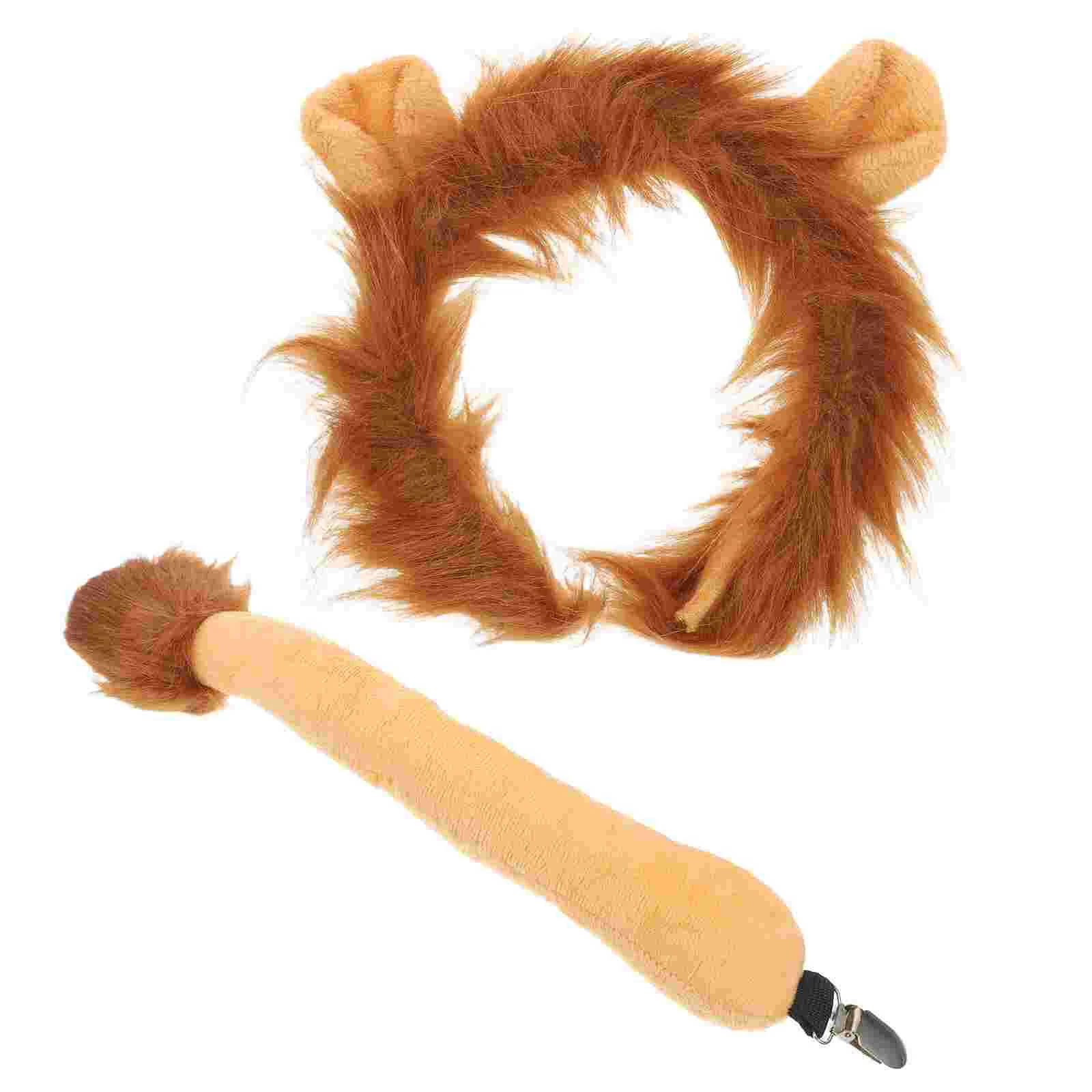 

Lion Headband Animal Cosplay Accessories Supplies Dress Headbands Cool Prop Stage Performance Tail Plush Ears Women's Apparel