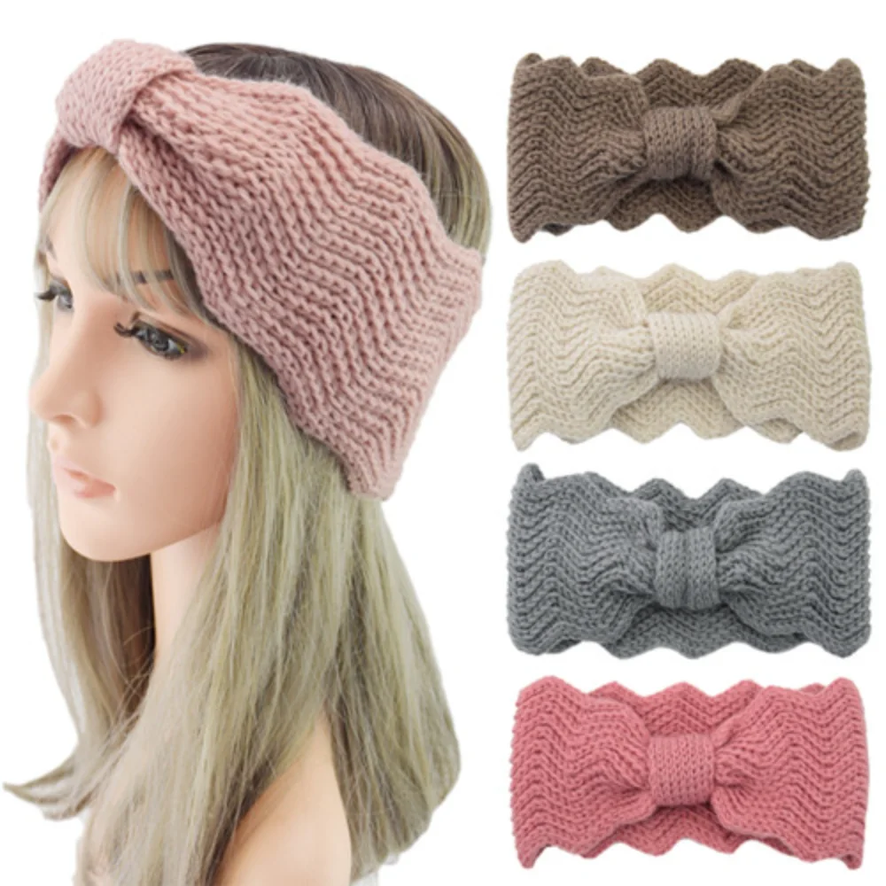 Women Twist Knitted Headband Spring Warm Soft Elastic Hair Bands Accessories Solid Color Wide Turban Hip Hop Hairband Headwrap