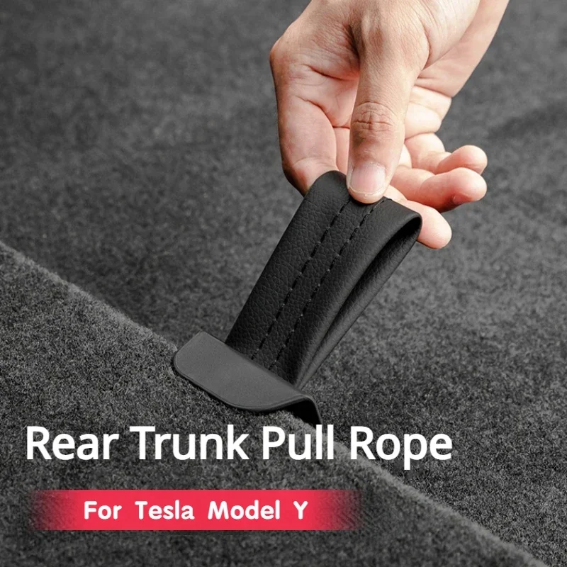 Trunk Pull Rope for Tesla Model Y Car Rear Trunk Inner Cover Handle Boot Plate Handle Straps Tidying Organizer Car Accessories