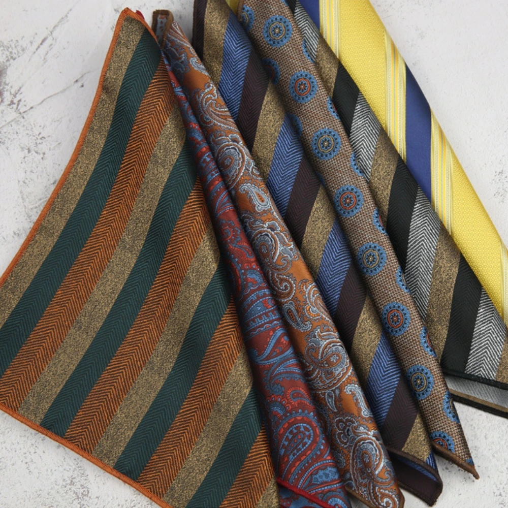 새로운 클래식 손수건 노란색 수제 23cm 남성용 손수건 웨딩 비즈니스 파티 정장 포켓 스퀘어 액세서리