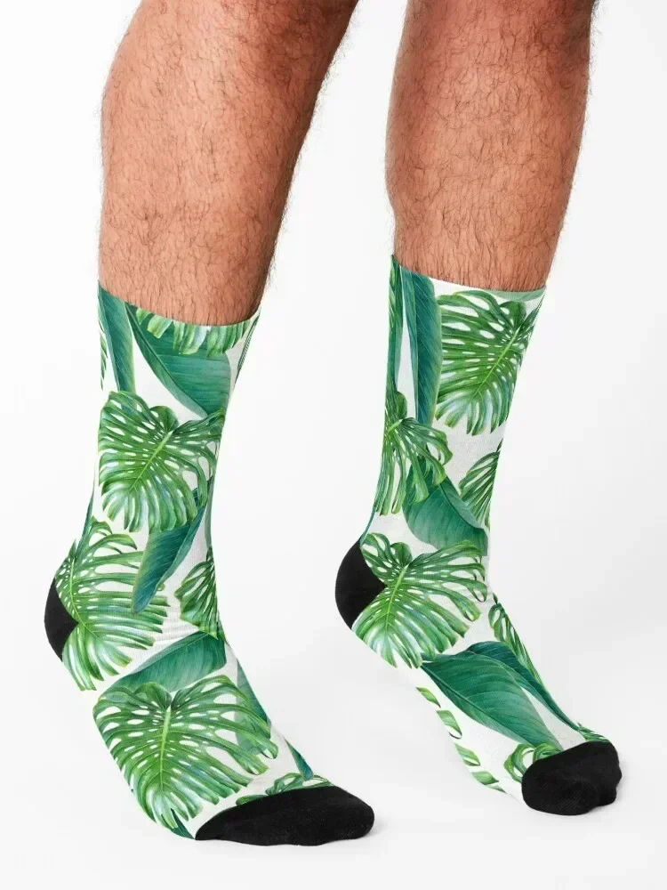 Green tropical leaves VI Socks warm winter valentine gift ideas man Wholesale Boy Socks Women's