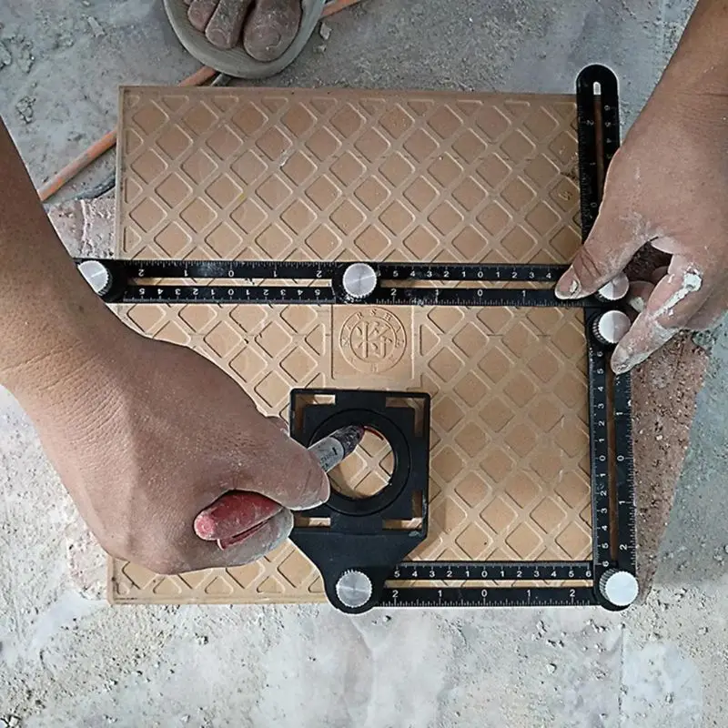 Folding Ruler Tile Hole Positioning Multi Template Angle Rulers for w/ Drill Guide for Puncher Carpentry Drop Shipping