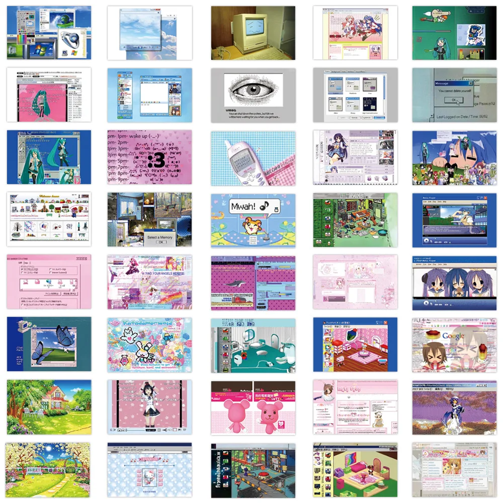 80pcs Cartoon Webcore Doodle Creative Decorative Stationery Hand Account Water Cup Computer Stickers