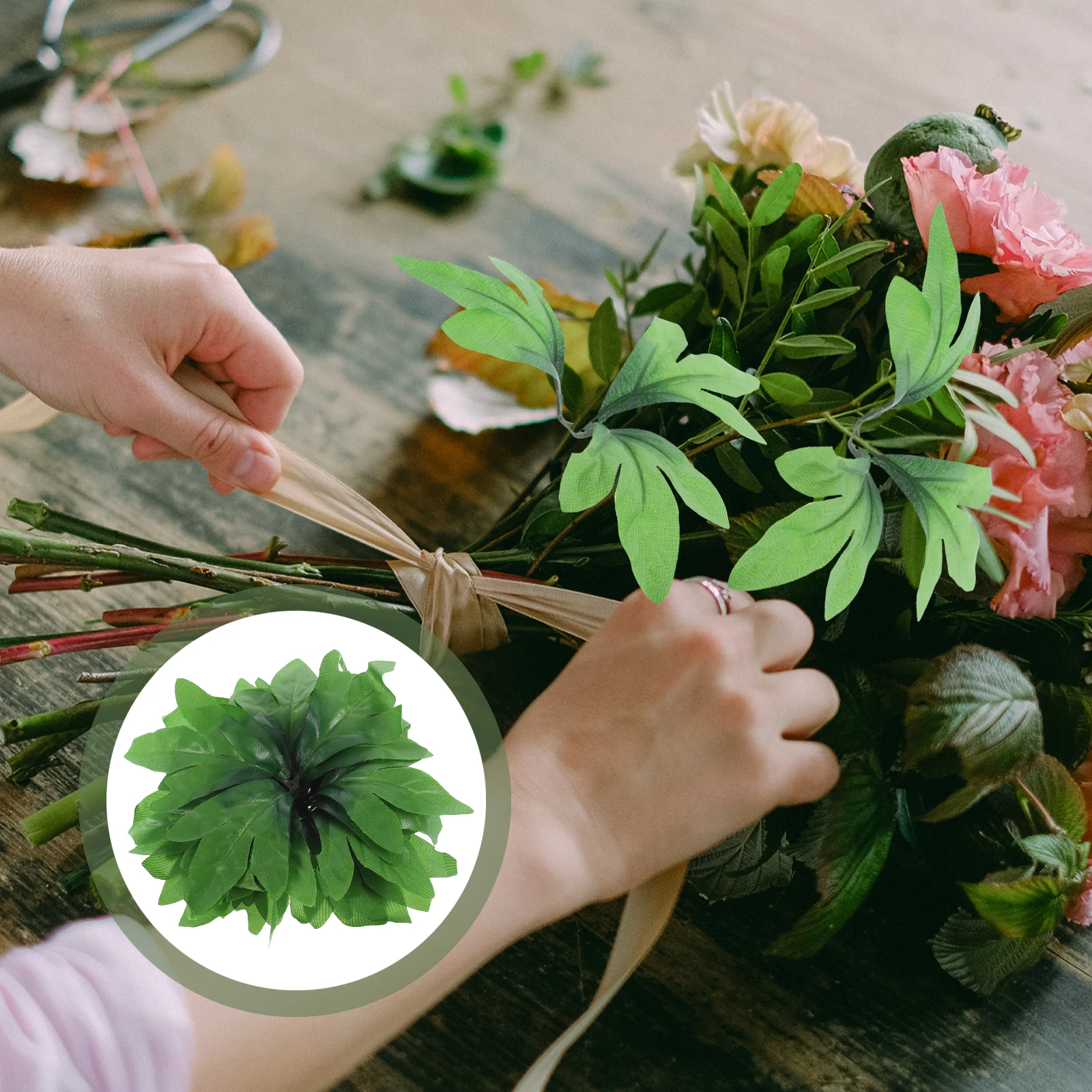 

10 Pcs Green Leaf DIY Artificial Fake Plants Mori Department Handmade Craft Leaves