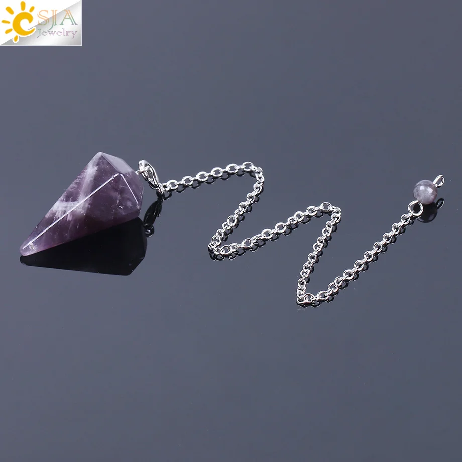 CSJA Healing Crystal Slinger voor Waarzeggerij Wichelroedelopen Roze Kwarts Slingers Natuurlijke Edelsteen Reiki Kristallen Hanger Pendulos E112