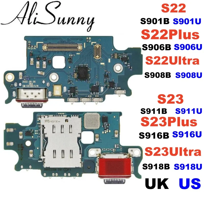 USB Charging Dock Board Flex Cable for Samsung S23 Ultra S22 Plus S901B S906B S908B S911U S916U S918U US UK Version