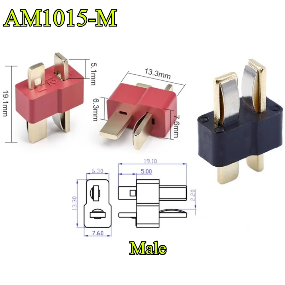 5/10Pcs/lot AM1015-M/F Model Airplane T Plug Battery Connector Male Female Gold Plated Banana Plug for RC Parts