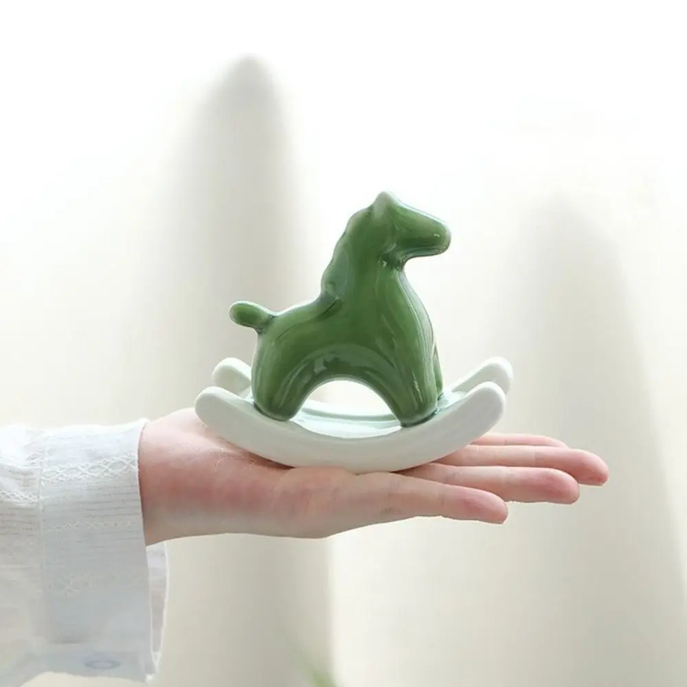 Ceramic Rocking Horse Ornament Equilibrium Principle Colorful Tea Ornaments Mini Cute Horse Sculpture Crafts Study