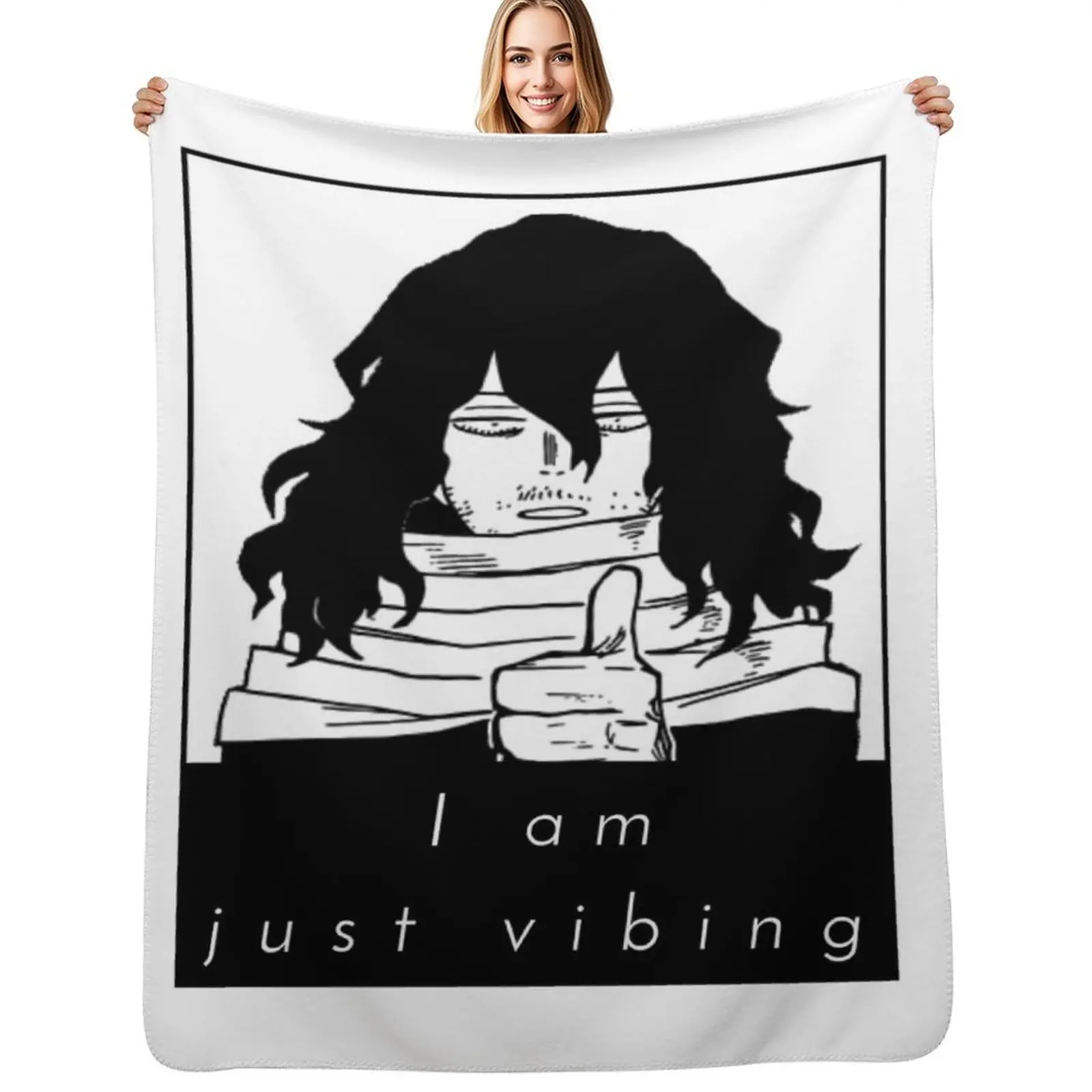 aizawa i am. just vibing Throw Blanket Multi Purpose Soft Warm Blanket for Home Travel
