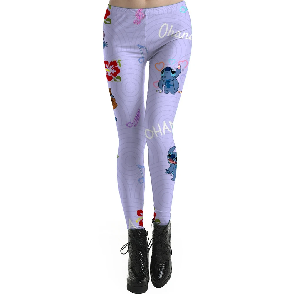 Disney Stitch slim-fit legging met elastische taille met cartoonprint voor dames die dagelijks gebruik reizen Cartoon strakke dameslegging