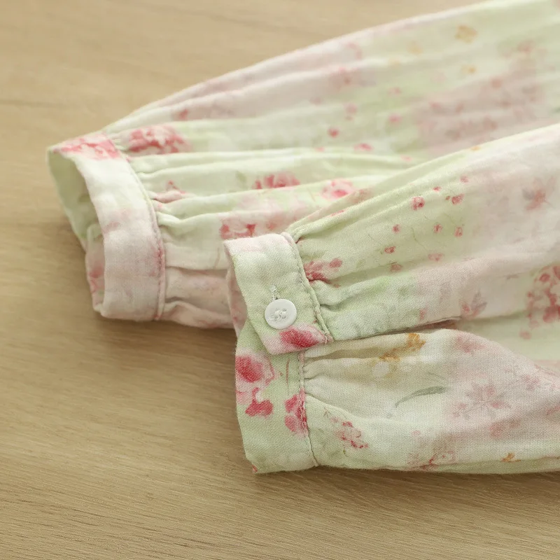 ใหม่2025ฤดูใบไม้ร่วงเส้นด้ายฝ้ายเสื้อแขนยาวผู้หญิงTurn-Down Collarพิมพ์, Moriสาวอเนกประสงค์เดินทางเสื้อหลวมt57047CC