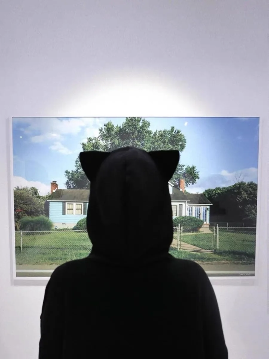 Wystawa fotograficzna Ro Yongmin, 2. edycja, bluza z kapturem z napisem ort Sve Ear, styl uliczny, bawełniana bluza dresowa