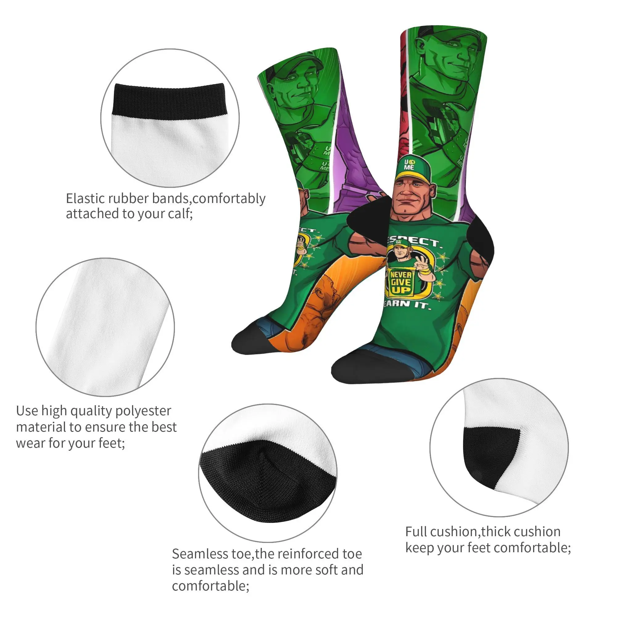 John Cena Calze da wrestling Calzini eleganti Calzini comodi da uomo unisex Calzini antiscivolo con grafica invernale per ciclismo Regalo