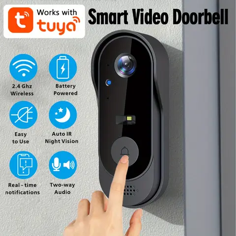 Tuya-timbre de puerta inteligente para el hogar, videocámara bidireccional HD con WiFi, 1080P, compatible con tarjeta SD, almacenamiento en la nube, resistente al agua