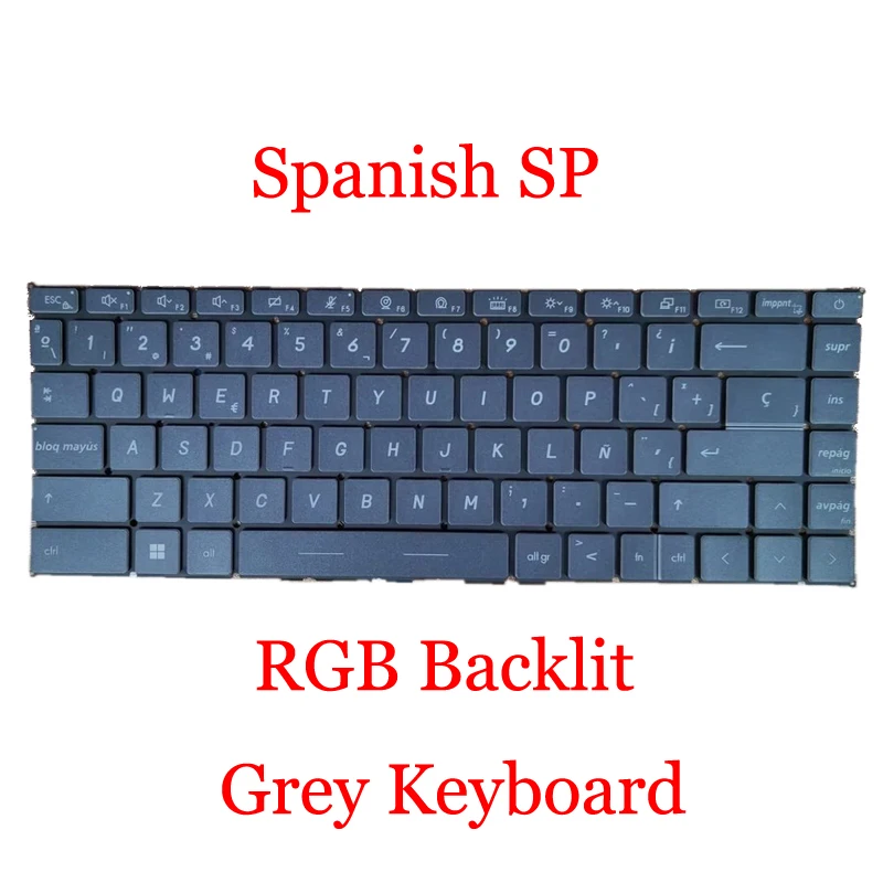 

Grey Laptop RGB Backlit Keyboard For MSI Delta 15 A5EFK MS-15CK Spanish SP Without Frame New