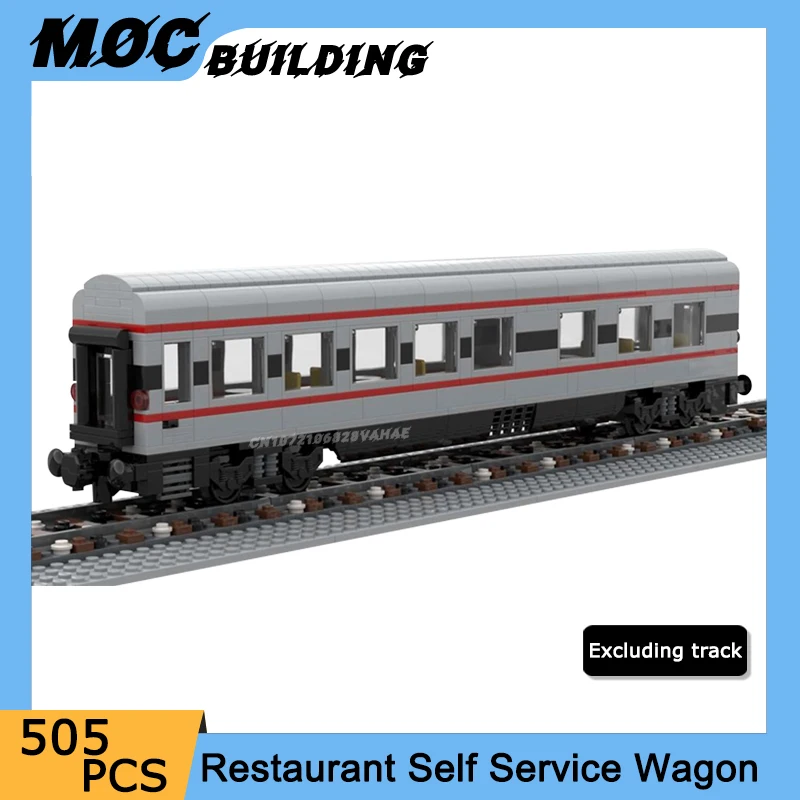 MOC Building Blocks City Transport Vehicle Restaurant Self Service Wagon Model DIY Assembly Bricks Creative Train Toys Xmas Gift