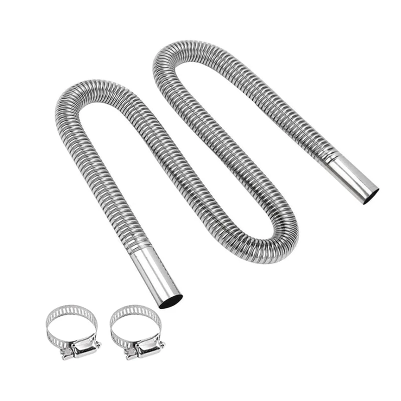 

300Cm Car Auto Air Parking Heater Exhaust Pipe Metal Exhaust Pipe With 2 Clamps Exhaust Hose For Power Generator, Exhaust Pipe