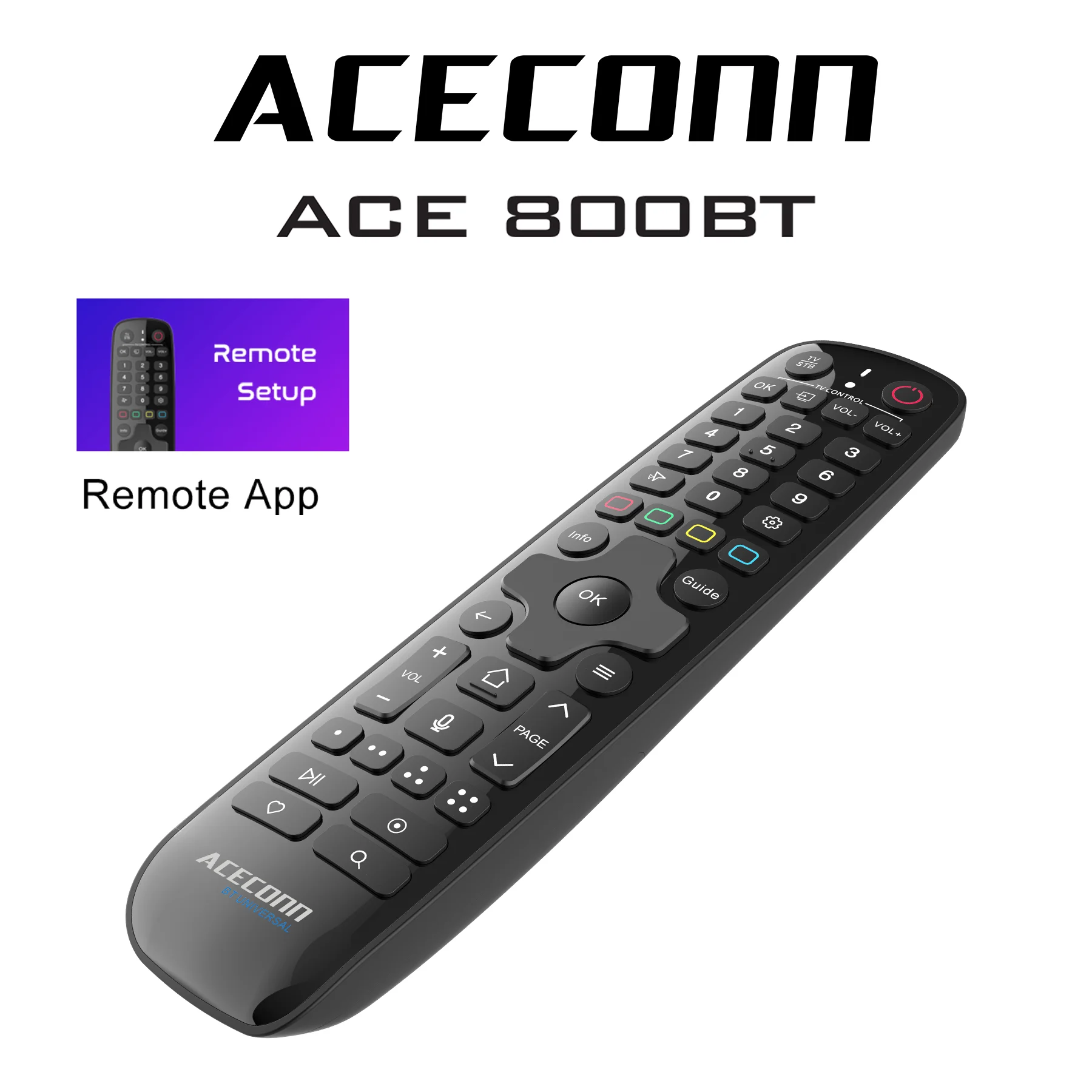 ACECONN ACE800BT Android Linux iptv boxes Universal BT Voice Remote Control Auto learning hotkeys Backlight Find RCU Setup App