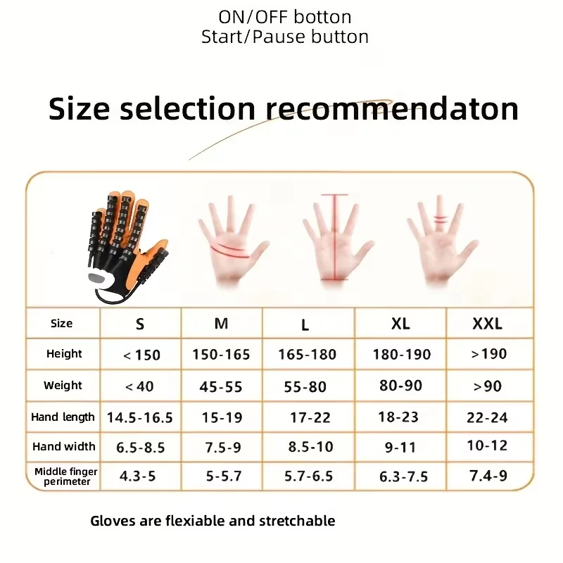 Portable 2400mAh Rechargeable Finger Training Robot Glove- 4 Modes 9 Levels Adjustable- Universal for Left Right Hands