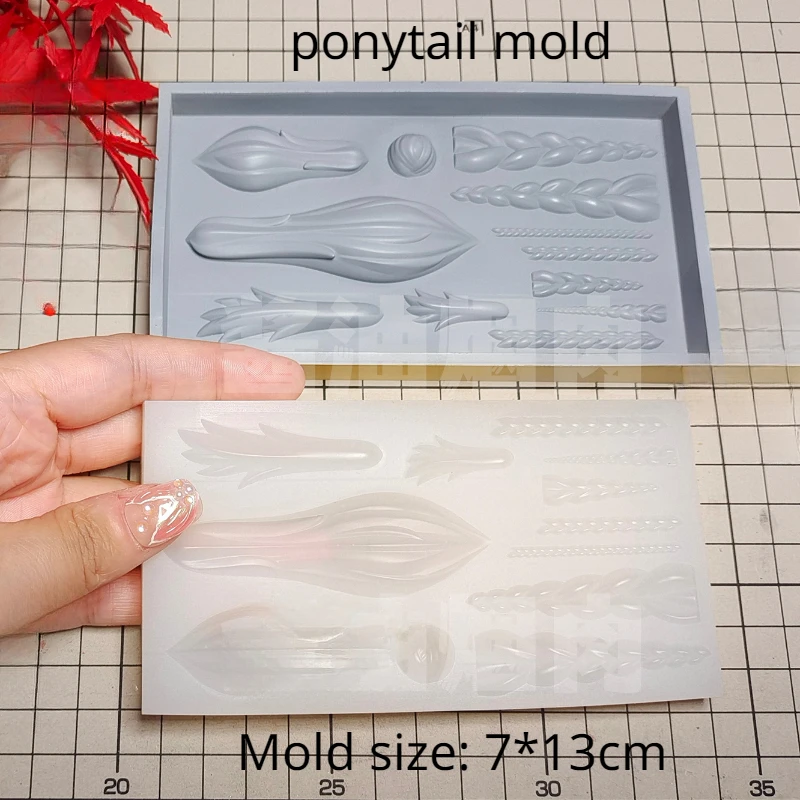 Hair Silicone Mold Bangs/Ponytail/Long Hair 3.5cm Face Decoration Polymer Clay Tool DIY Doll Hair Model Making Hand Mold Tool