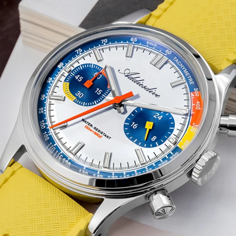 ADDIESDIVE Hot Sale 38mm Chronograph Men Watch Reloj VK64 BGW9 Super Luminous AD2529 FKM Strap 100m Waterproof Quartz Watch