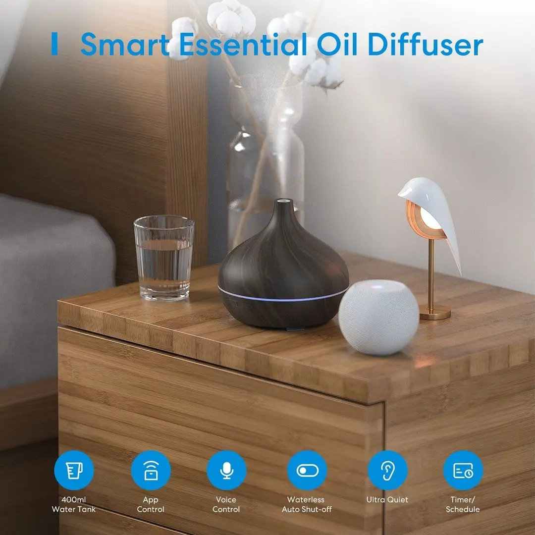 Meross Homekit Smart Essentiële Olie Diffuser Wifi Luchtbevochtiger Eu/Us/Uk/Au Plug Werken Met Apple homekit Siri Alexa Google Thuis