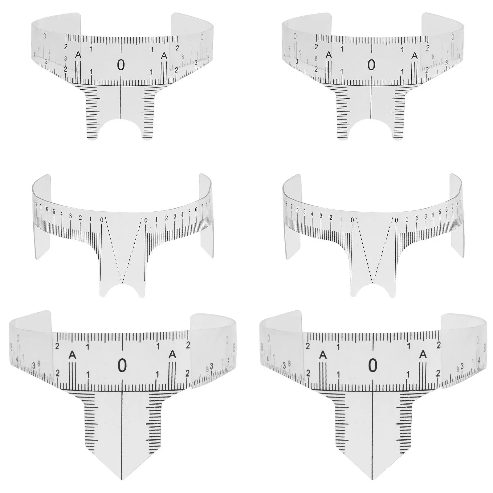Eyebrow Nose Ruler Stencil Set 6 Piece Washable Reusable Brow Positioning Guide for Symmetrical Shaping