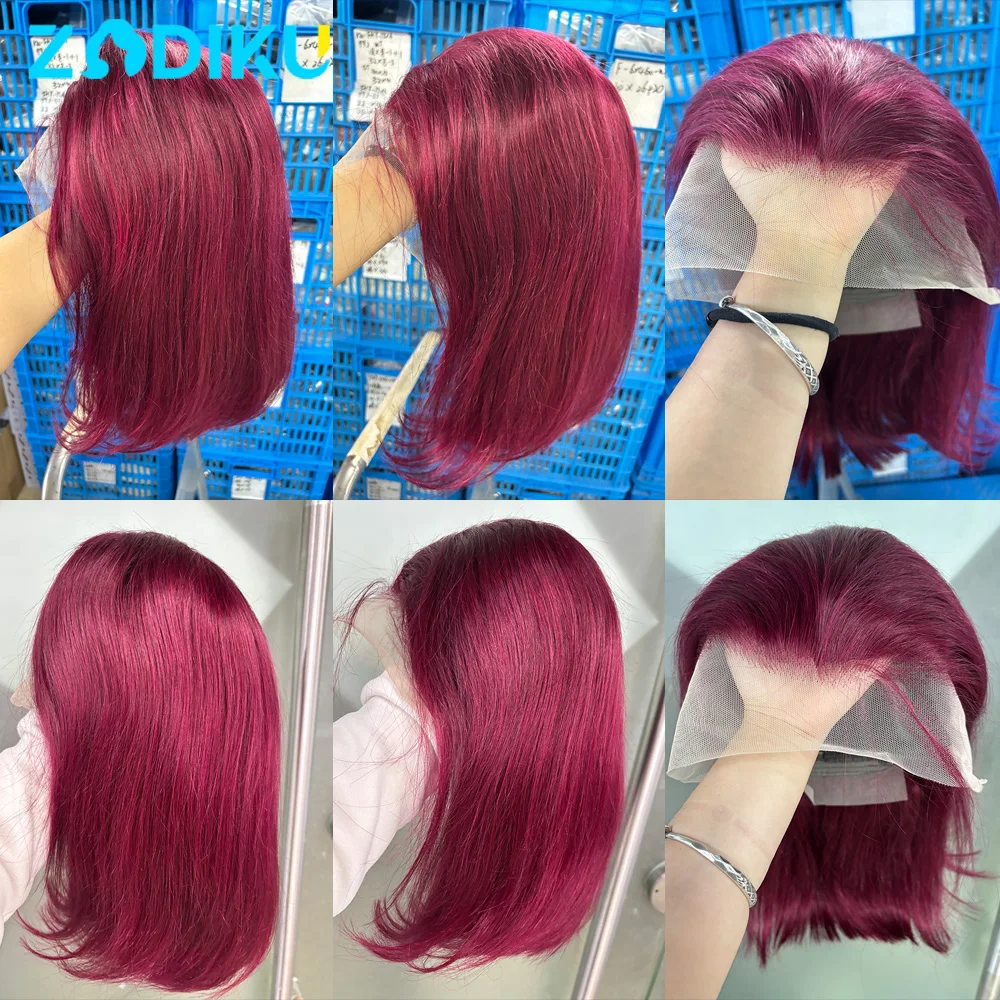 99j بوب شعر مستعار شعر الإنسان 13x4 بورجوندي 13x6 Hd الدانتيل أمامي باروكة من شعر طبيعي شعر مستعار أحمر شعر طبيعي مفرود الباروكات 100% جودة الشعر البشري
