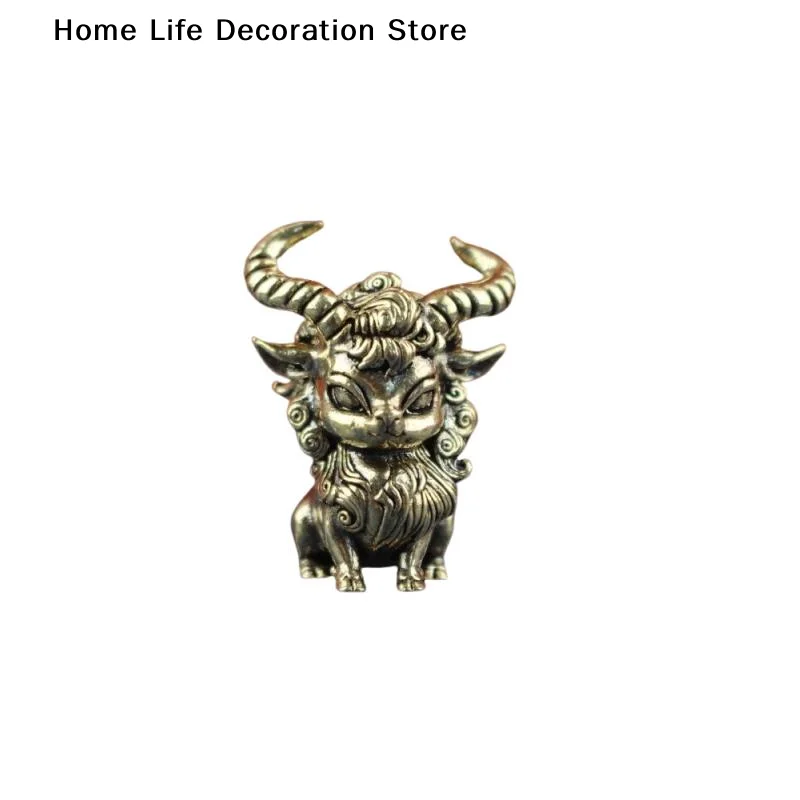 【H】Copper Retro Mini Ornament Warcraft Sheep Demon Figure Home Decoration Accessories Sheep Head Ornament Desktop Decor