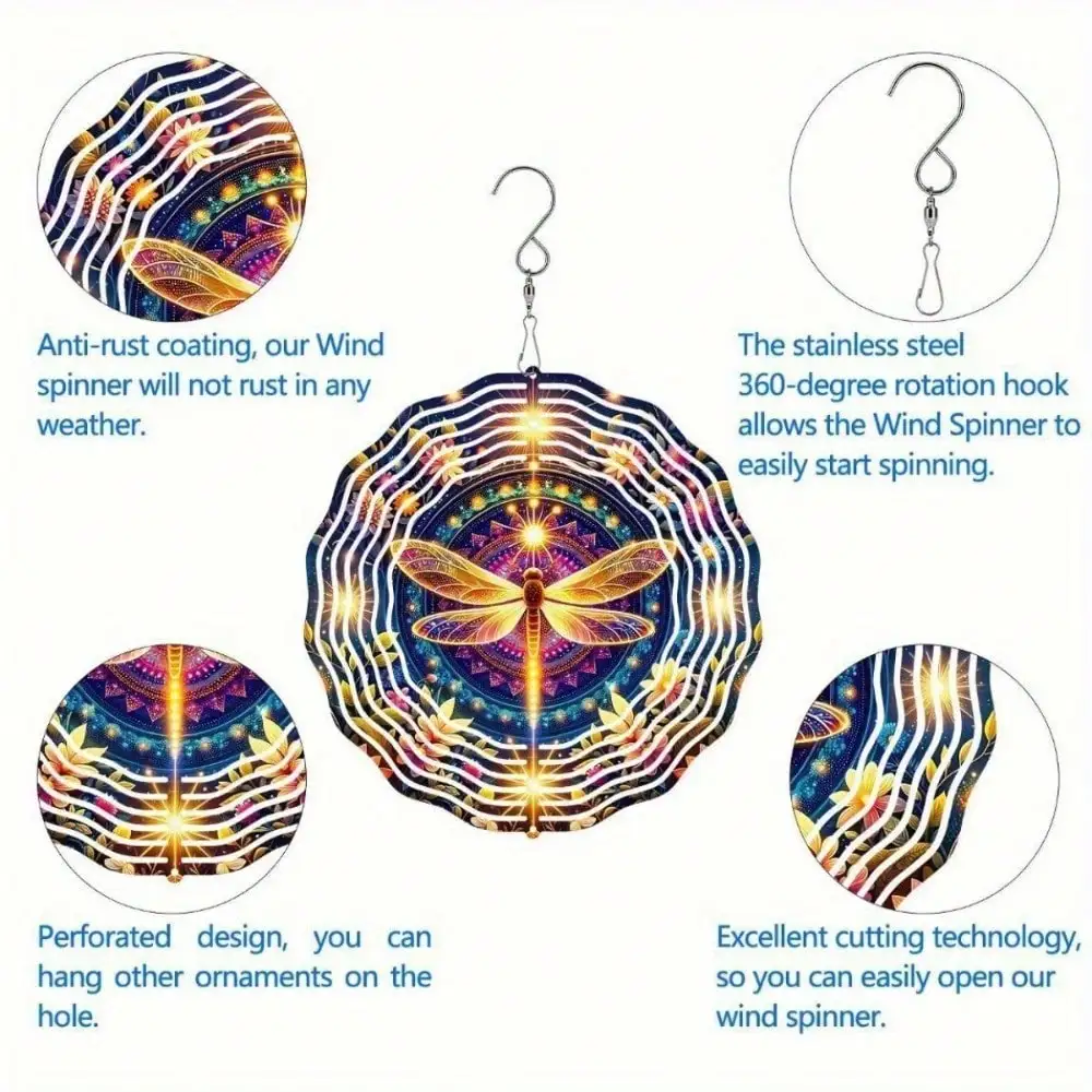 Богемная Мандала Dragonfly Wind Spinner2D из нержавеющей стали, кинетическое искусство, цветочная металлическая скульптура ручной работы для внутреннего и наружного декора